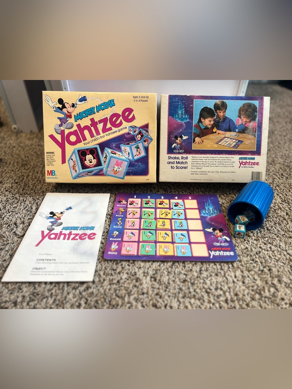Vintage 1988 Mickey Mouse Yahtzee Family Board Game-Complete Set
